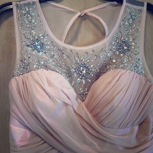 Blush crystal beaded chiffon dress